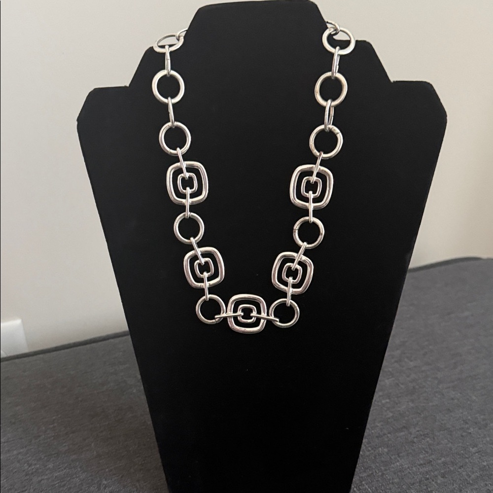 Polished Silver-Link Geometric Necklace - Women Jewelry